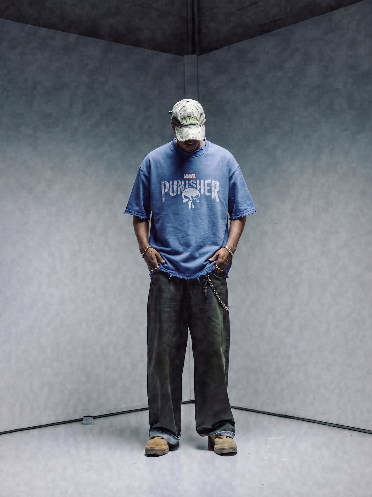 PUNISHER DISTRESSED TEE – SLATE BLUE