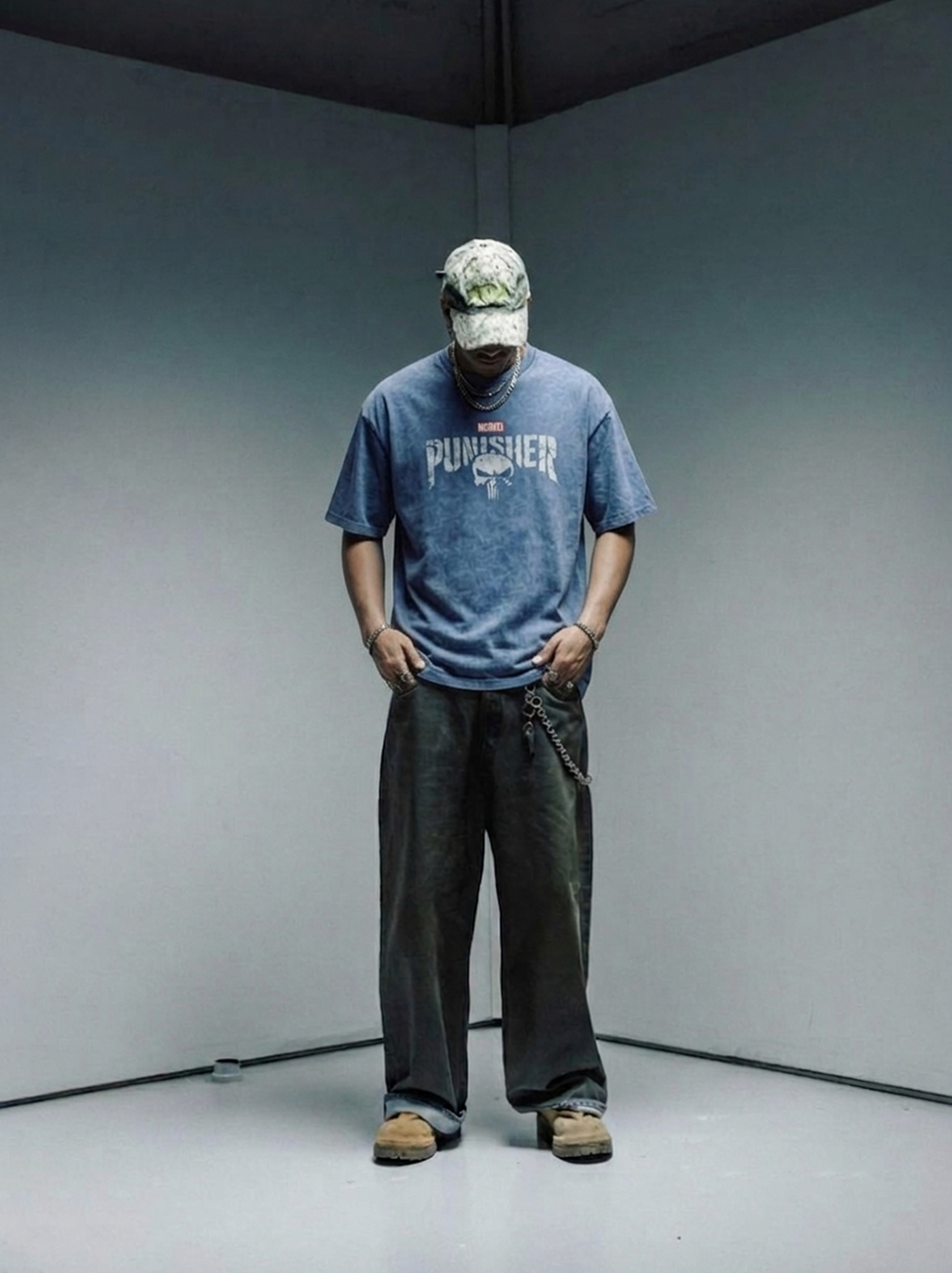 PUNISHER ACID WASHED TEE – ACID BLUE