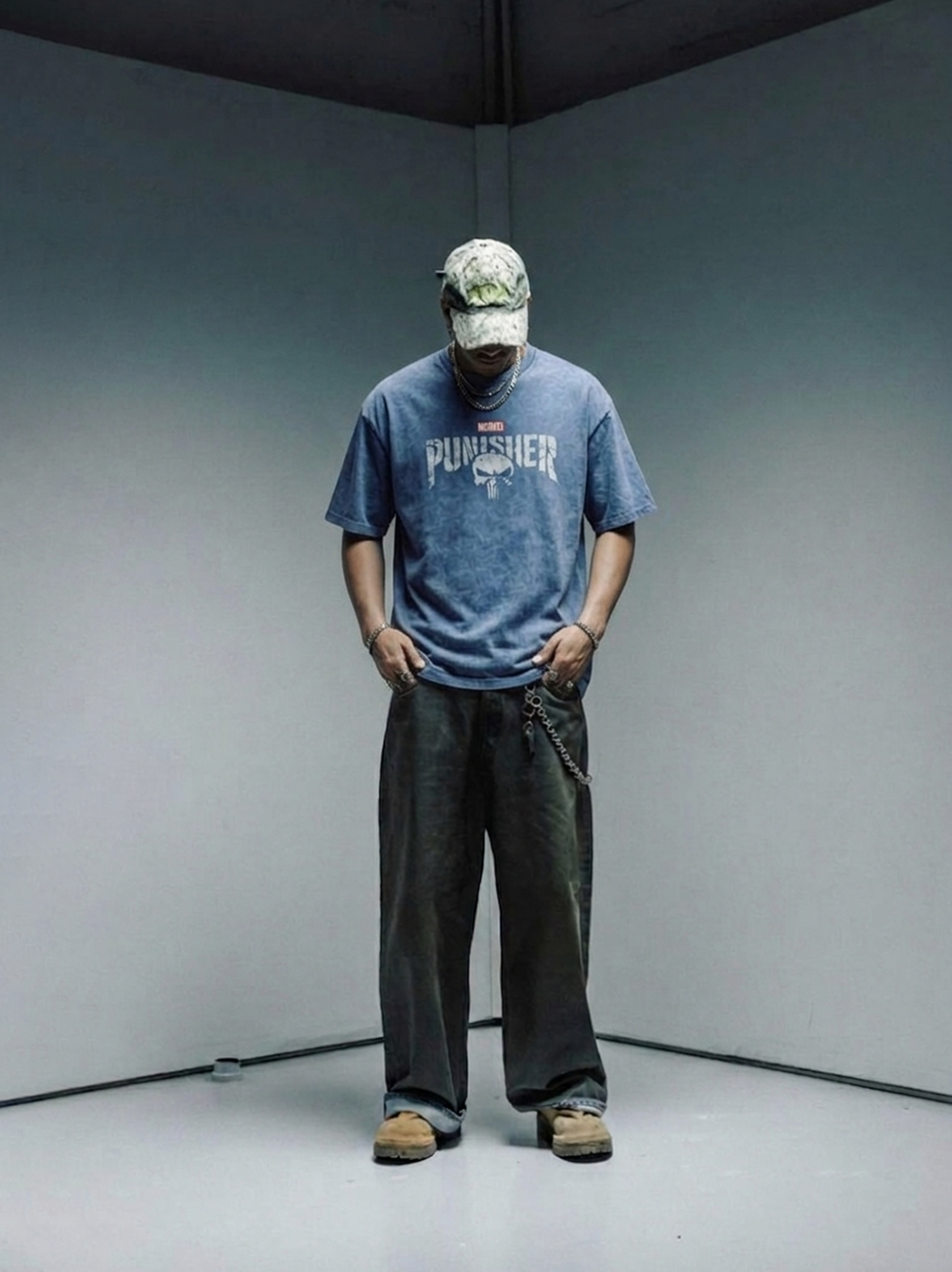 PUNISHER ACID WASHED TEE – ACID BLUE
