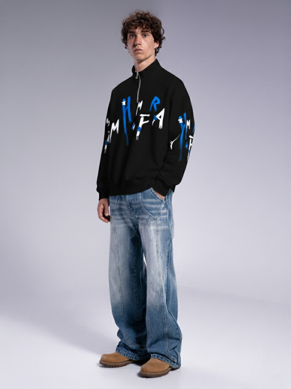 ZENITH HALF ZIP SWEATSHIRT – BLACK
