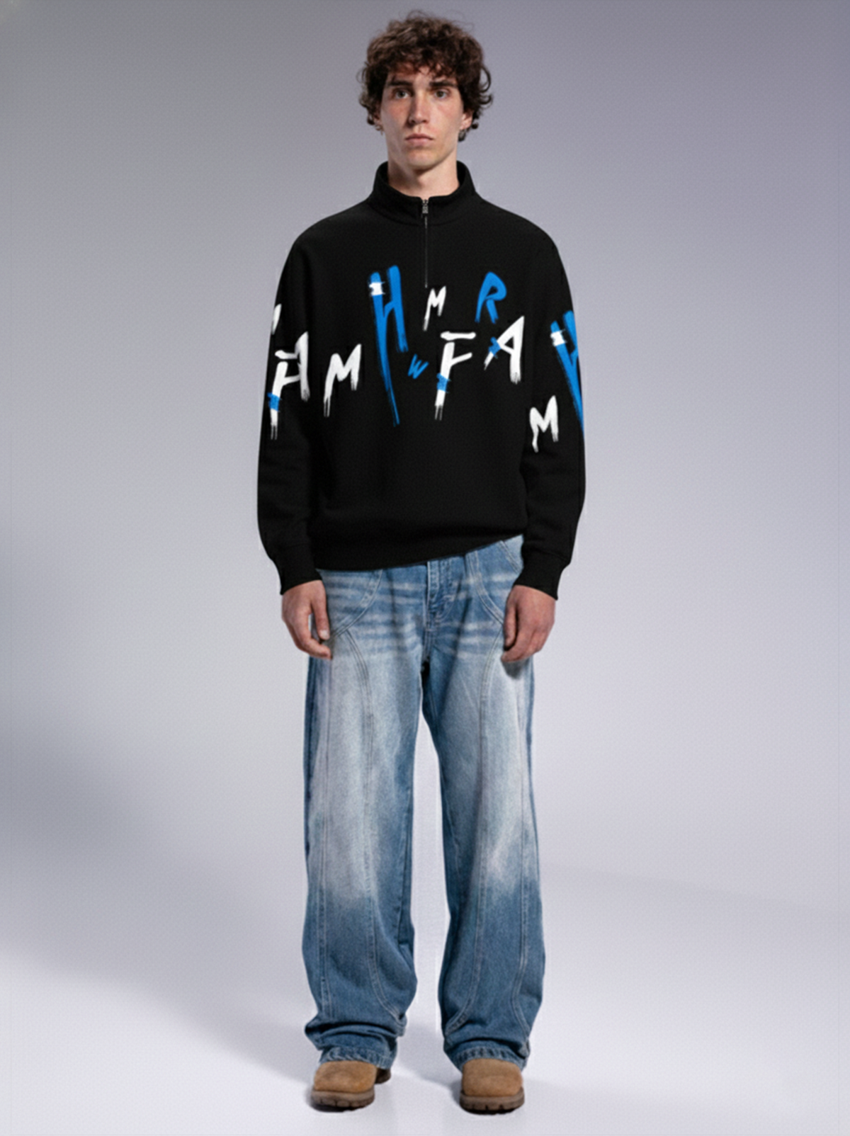 ZENITH HALF ZIP SWEATSHIRT – BLACK