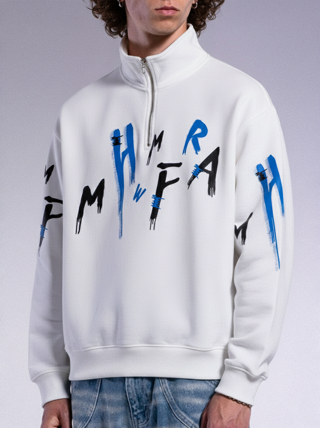 ZENITH HALF-ZIP SWEATSHIRT – WHITE