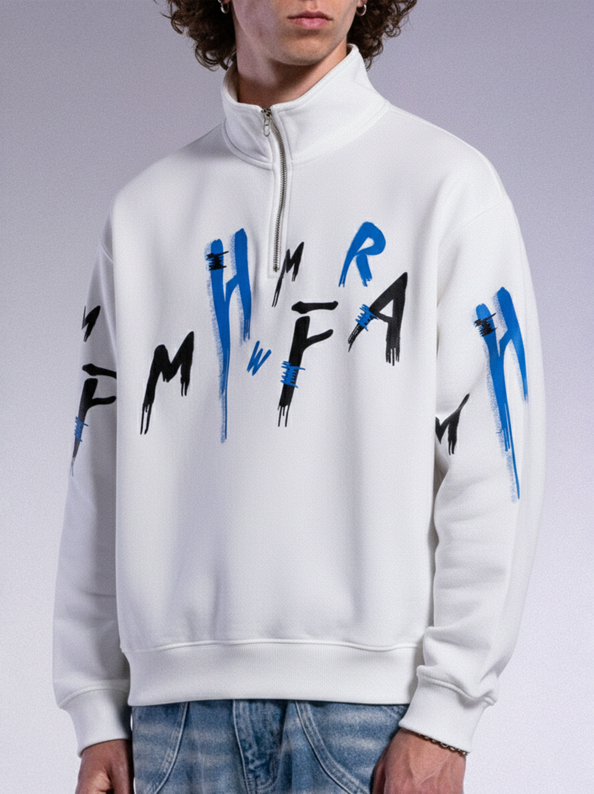 ZENITH HALF-ZIP SWEATSHIRT – WHITE