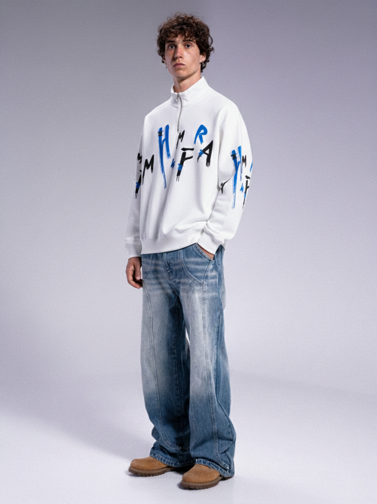 ZENITH HALF-ZIP SWEATSHIRT – WHITE