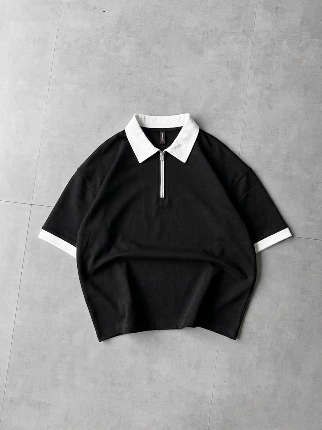 OFFSET - ZIP POLO - BLACK